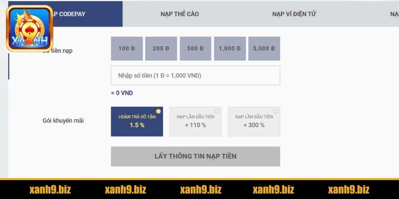 Các hình thức nạp tiền XANH9 nhanh chóng và tiện lợi