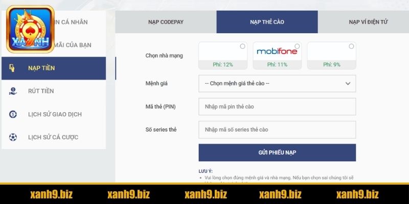 Lưu ý quan trọng khi nạp tiền XANH9 an toàn và bảo mật